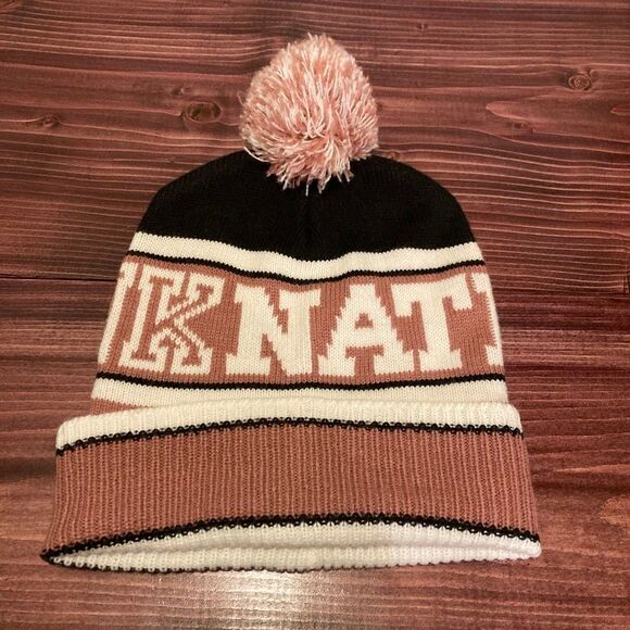 PINK Victoria's Secret Black and Pink Knit Hat - Picture 2 of 3